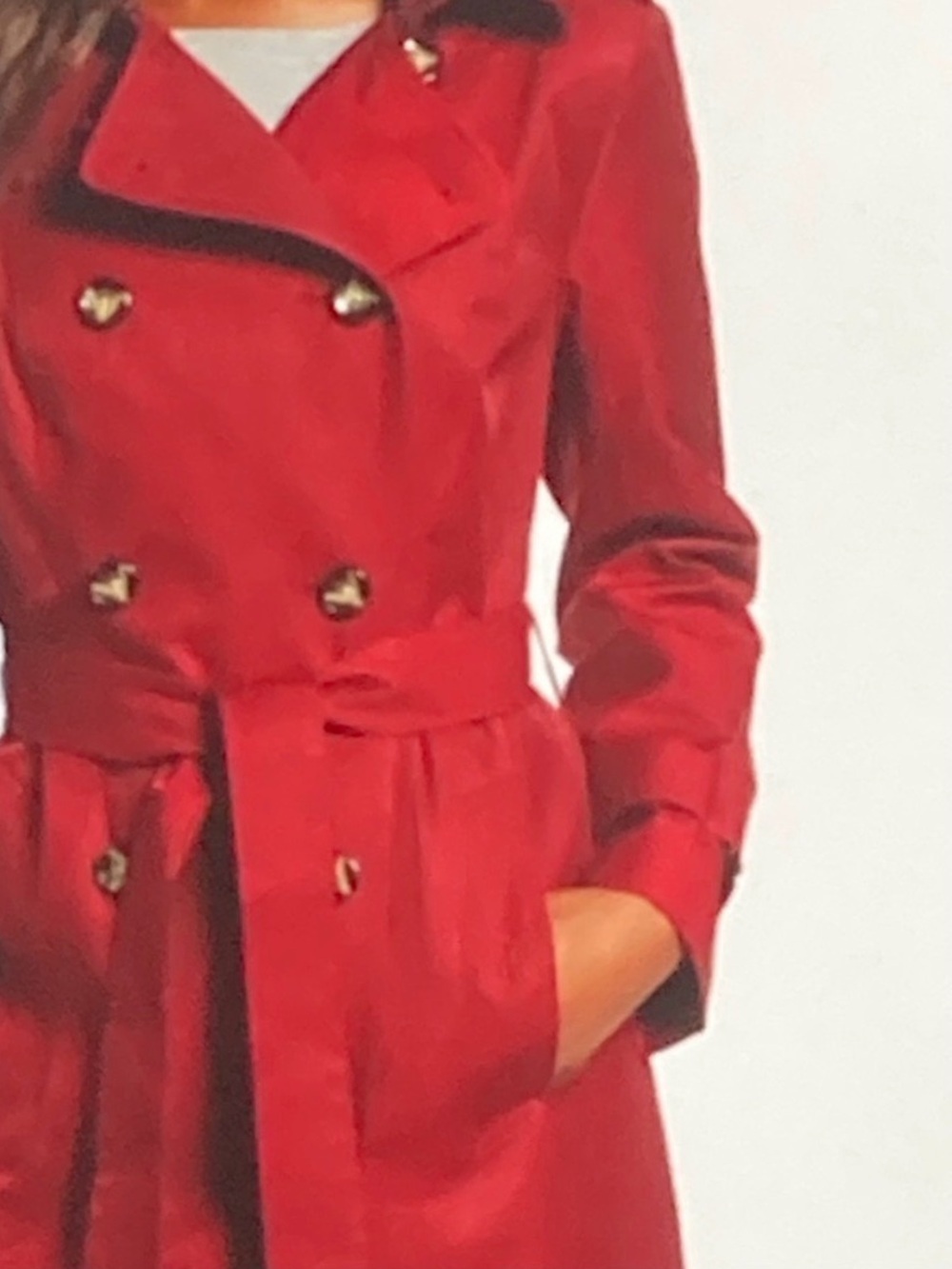 Bright RED London Fog  Hooded Trench Coat CLASSIC PLAID LINING FABULOUS
